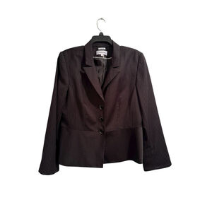 Calvin Klein Stretch Pinstripe Tailored Blazer Jacket Women 14 Black Career NWOT